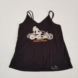 One Sexy Biker Chick Black Camisole Tank Large